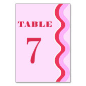 Vet Retro Wave 70er Rood en Roze Tafel 7 Trouw T Kaart (Voorkant)