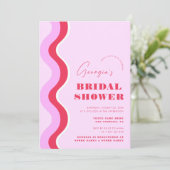 Vet Retro Wave Stripes roze en rood Vrijgezellenfe Kaart (Staand voorkant)