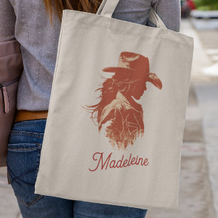 Vet Retro Western Cowgirl Bachelorette Naam Tote Bag