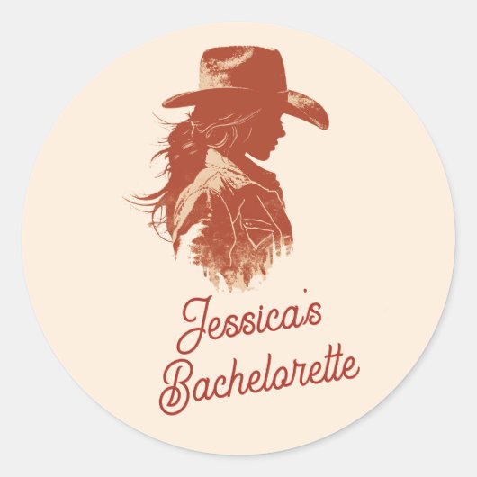 Vet Retro Western Cowgirl Bachelorette Ronde Sticker (Voorkant)