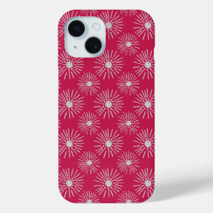 Vet retro zonbestralingspatroon in dieproze iPhone 15 case