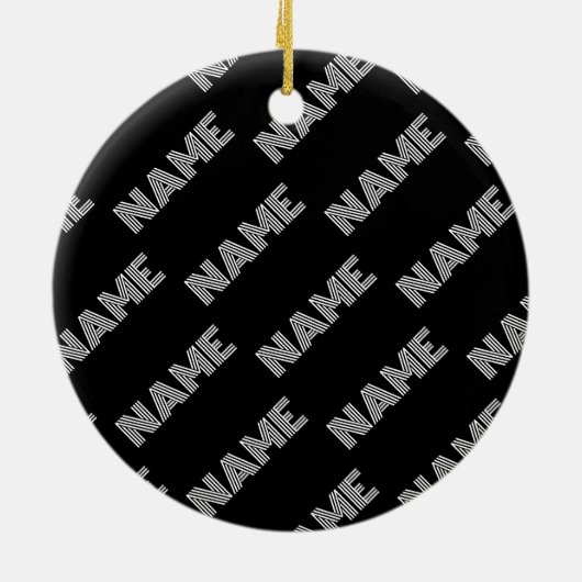 Vet Retromodern Naam of Woordpatroon Keramisch Ornament (Achterkant)