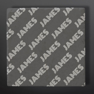 Vet Retromodern Naam of Woordpatroon Stenen Onderzetter