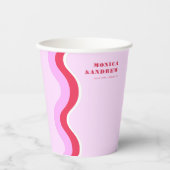 Vet retroveer esthetisch roze en rood huwelijk papieren bekers (Voorkant)