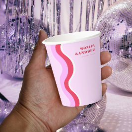 Vet retroveer esthetisch roze en rood huwelijk papieren bekers