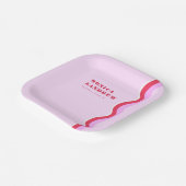 Vet retroveer esthetisch roze en rood huwelijk papieren bordje (Gebogen)