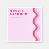 Vet retroveer esthetisch roze en rood huwelijk servet (Voorkant)