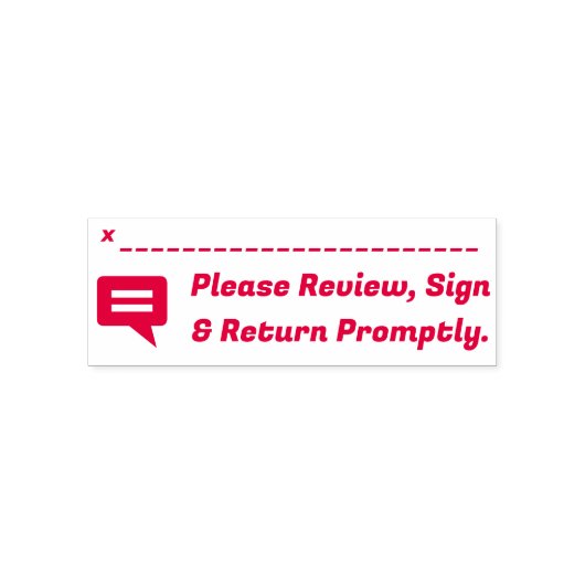 Vet: "Review, teken en keer snel terug." Zelfinktende Stempel (Design)