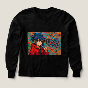 Vet Rode Anime USA Grafische T-Shirt