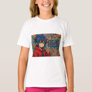 Vet Rode Anime USA Grafische T-Shirt