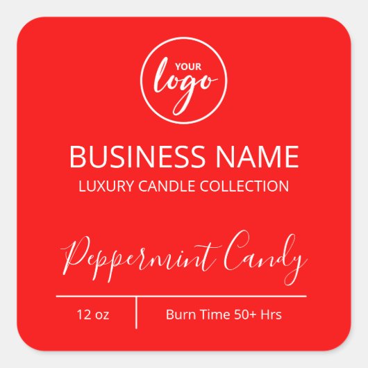 Vet rode en witte kaarsenetiketten vierkante sticker (Voorkant)