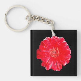 Vet Rode Gerbera-Margriet Zwarte Acryl Sleutelhang Sleutelhanger