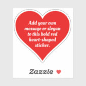 Vet Rode Hart Vorm met Jouw tekst. Sticker (Vel)