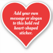Vet Rode Hart Vorm met Jouw tekst. Sticker (Voorkant)