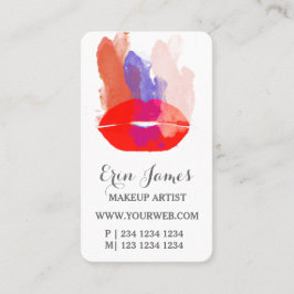 Vet rode lips Waterverf penseelstreken Afsprakenkaartje
