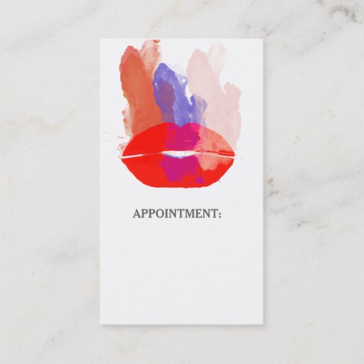 Vet rode lips Waterverf penseelstreken Afsprakenkaartje (Achterkant)
