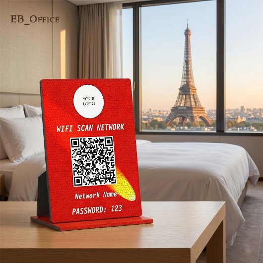 Vet Rode Rode Leren Spotlight QR Code Wifi Fotoplaat