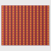 Vet Rode Streep Geel Hart Romantisch Cadeaupapier (Vlak)