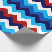 Vet Rode Wit Blauwe Chevrons Inpakpapier (Hoek)