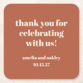 Vet Roest Herfst Retro Custom Wedding Dank u Kartonnen Onderzetters (Voorkant)