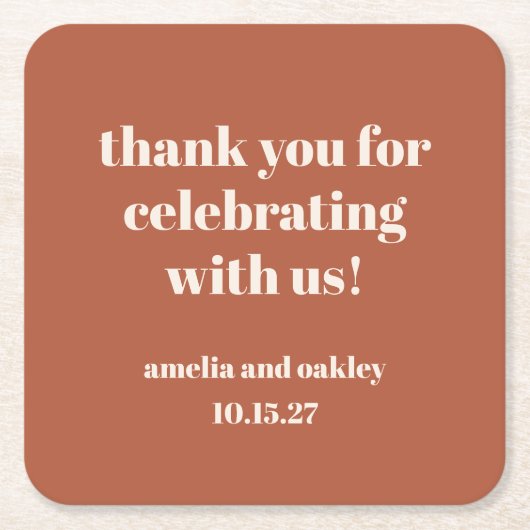 Vet Roest Herfst Retro Custom Wedding Dank u Kartonnen Onderzetters (Voorkant)