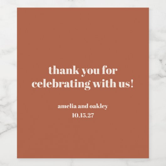 Vet Roest Herfst Retro Custom Wedding Dank u Wijn Etiket (Enkel label)