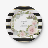 Vet Romantisch Roos Bloemenkrans Hand geschilderde Papieren Bordje (Voorkant)