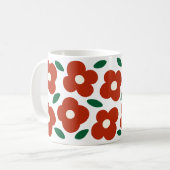 Vet Rood Abstract Retro Bloempatroon Koffiemok (Voorkant links)