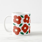 Vet Rood Abstract Retro Bloempatroon Koffiemok (Links)