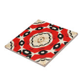 Vet Rood Beige Zwart Symmetrisch Geometrisch Patro Tegeltje (Zijkant)