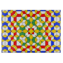 Vet rood Blauw Geel en Groen Geometrisch Patroon