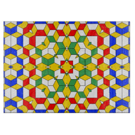 Vet rood Blauw Geel en Groen Geometrisch Patroon Snijplank