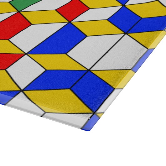 Vet rood Blauw Geel en Groen Geometrisch Patroon Snijplank (Hoek)
