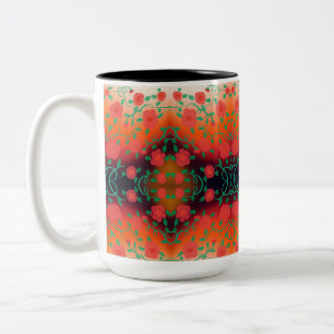 Vet Rood Bloemen Designer Koffie Mok