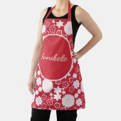 Vet rood crème bloemen flessenpatroon genaamd schort (Insitu)