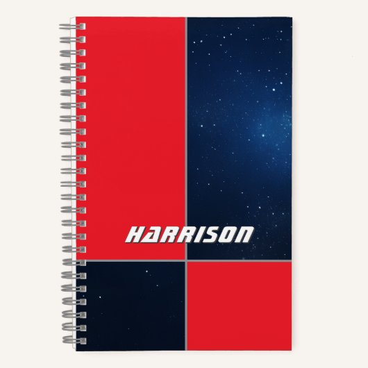 Vet Rood Donkerblauw Ruimte  Notitieboek (Voorkant)