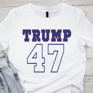 Vet Rood en Blauw Trump 47 T-shirt