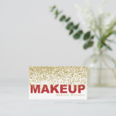 Vet rood en goud glitter make-up visitekaartje (Staand voorkant)
