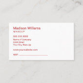 Vet rood en goud glitter make-up visitekaartje (Achterkant)