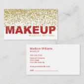 Vet rood en goud glitter make-up visitekaartje (Voorkant / Achterkant)