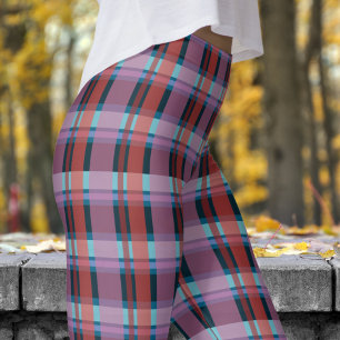 Vet Rood en Ocean Blue Check Patroon Leggings