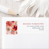 Vet rood en roze Abstract huwelijksretouradres Etiket (Insitu)