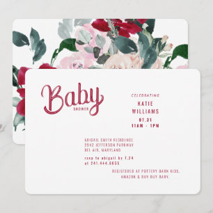Vet rood en roze Baby shower Kaart
