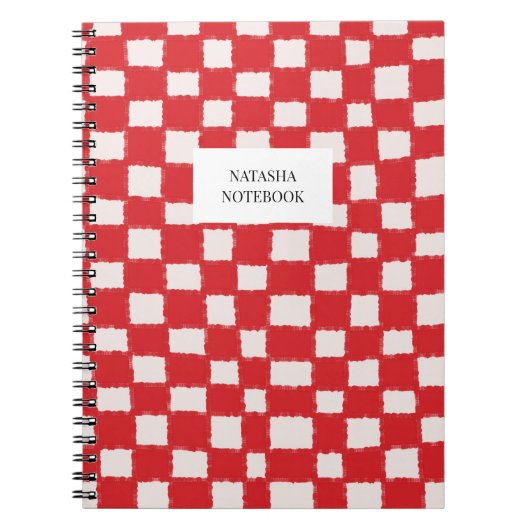 Vet rood en roze dambordpatroon notitieboek (Voorkant)