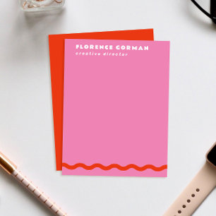 Vet Rood en Snoep Roze Wavy Lijst Persoonlijk Bedankkaart