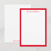 Vet Rood en Wit Klassieke Vaste Nota Gepersonalise Kaart (Voorkant / Achterkant)