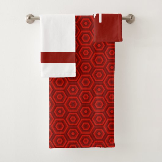 Vet Rood en Wit met Facultatief Monogram Bad Handdoek (Insitu)