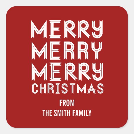 Vet ROOD en Wit Vrolijk Kerstcadeau Labels (Voorkant)