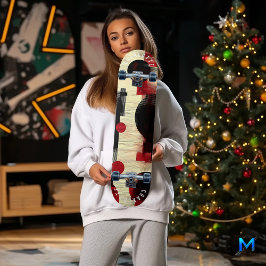 Vet Rood en Zwart Abstract Skateboard Design