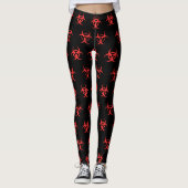 Vet Rood en Zwart Biohazard Patroon Leggings (Voorkant)